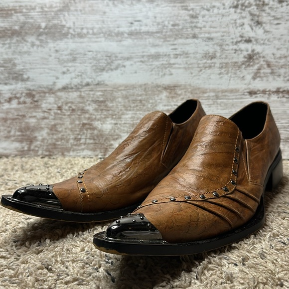 Fiesso by Aerelio Garcia Pointed Toe Metal Tip Leather Shoes Sz 10 - Picture 8 of 11